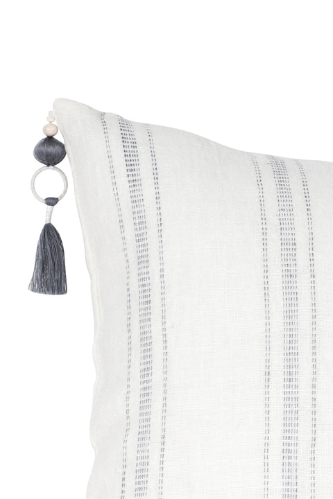 Monochromatic Scandinavian Lumbar Pillow with Tassels
