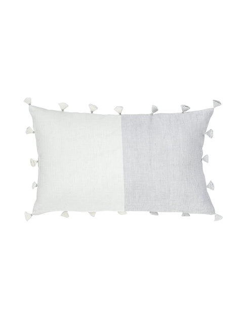 Anaya Monochromatic Scandinavian Linen Accent Pillow with Tassels - 12 x 20 - 20 x 20