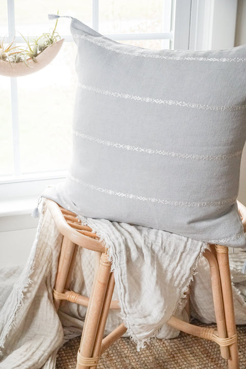 Anaya Timeless Minimalist Scandinavian Linen Soft Embroidery Accent Pillow - 20 x 20