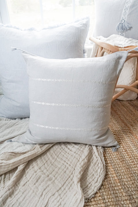 Anaya Timeless Minimalist Scandinavian Linen Soft Embroidery Accent Pillow - 20 x 20