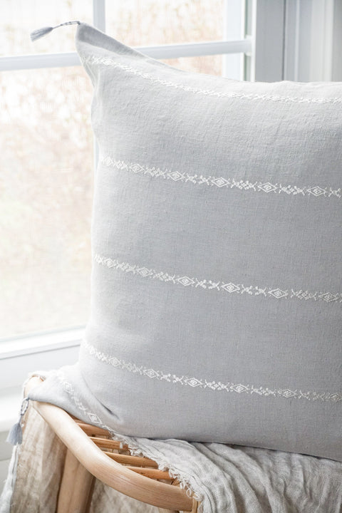 Anaya Timeless Minimalist Scandinavian Linen Soft Embroidery Accent Pillow - 20 x 20