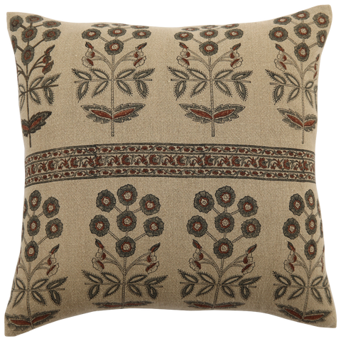 Filling Spaces Artful Traditionalist Bohemian Hand Block Print Accent Throw Pillow - 20 x 20