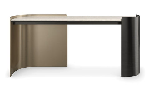 Timeless Minimalist Curved Stone Entryway Console