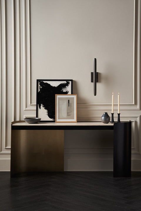 Timeless Minimalist Curved Stone Entryway Console