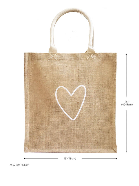 Casual Heart Print Graphic Tote with Open Top