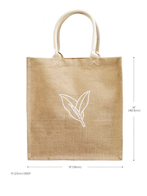 Nature-Driven Modernist Leaf Graphic Print Open Top Tote