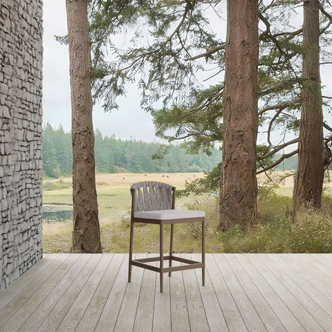 Maui Modern Barrel Back Counter Stool for Outdoor Living