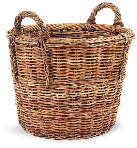 French Country Rustic Woven Basket with Handles for Kitchen Storage
