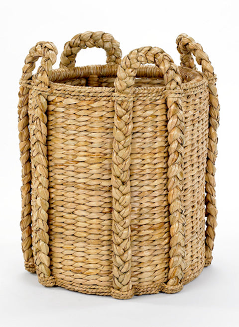 Rush Bohemian Woven Storage Basket with Handles