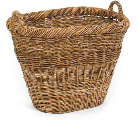 French Country Woven Storage Basket with Handles for Kitchen