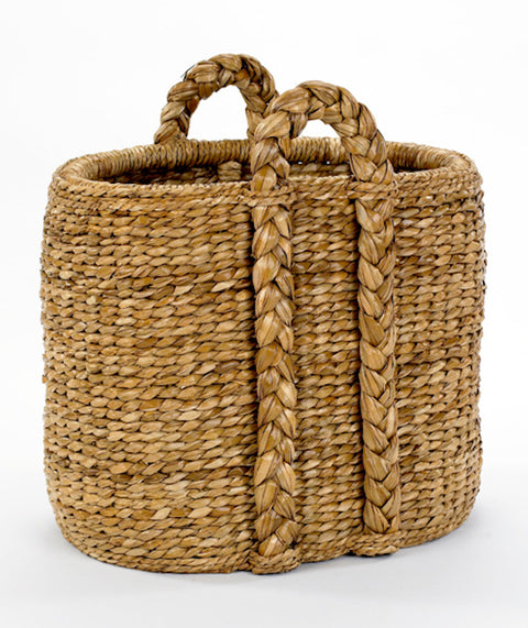 Rush Organic Bohemian Woven Basket with Handles for Kitchen