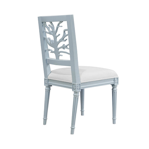 Artful Traditionalist Coastal Dining Side Chair with Fluted Leg
