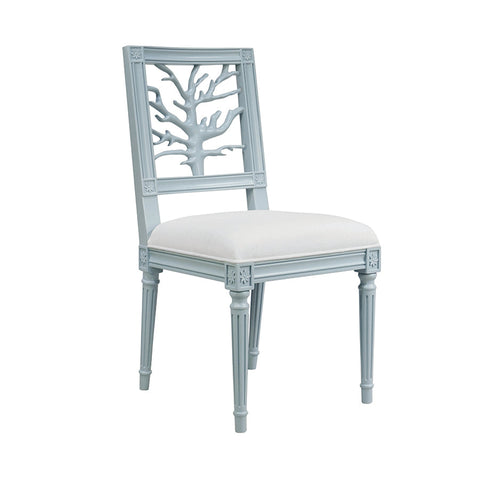 Artful Traditionalist Coastal Dining Side Chair with Fluted Leg
