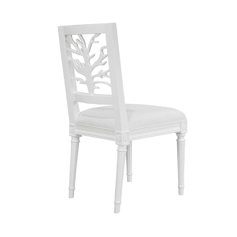 Artful Traditionalist Coastal Dining Side Chair with Fluted Leg