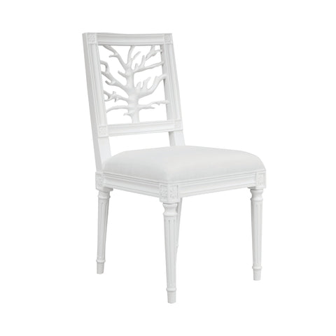 Artful Traditionalist Coastal Dining Side Chair with Fluted Leg