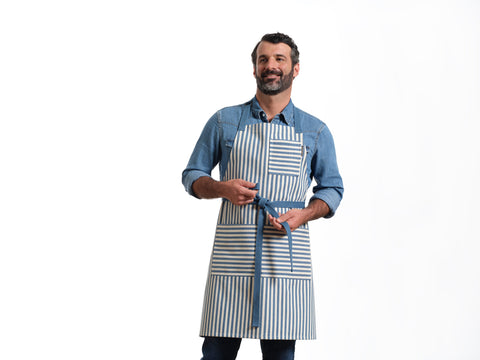 Bib Stripe Apron with Adjustable Deep Pockets