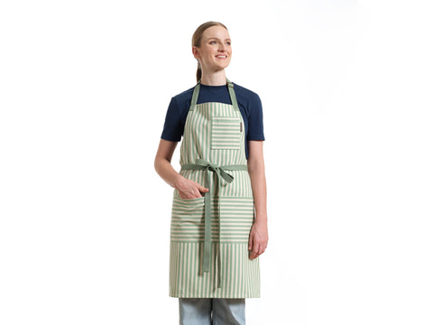 Bib Stripe Apron with Adjustable Deep Pockets
