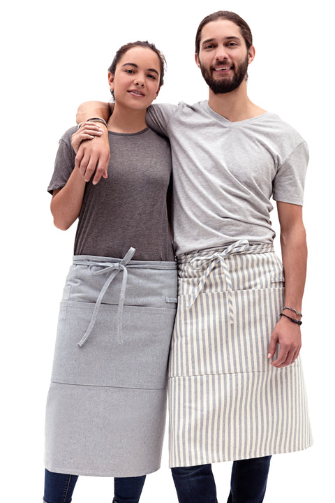 Bistro Solid Stripe Apron with Pockets and Utility Loop