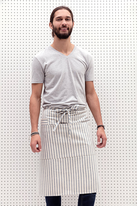 Bistro Solid Stripe Apron with Pockets and Utility Loop