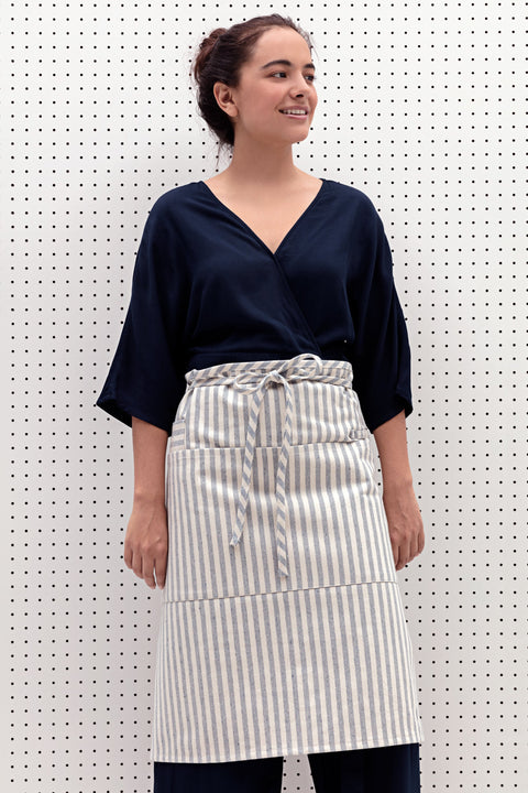 Bistro Solid Stripe Apron with Pockets and Utility Loop