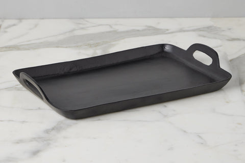 Modern Solid Polished Metal Lipped Serving Tray