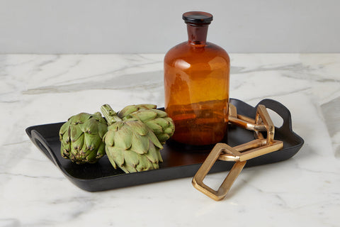 Modern Solid Polished Metal Lipped Serving Tray