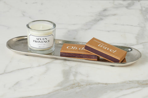 Modern Lipped Polished Metal Serving Tray