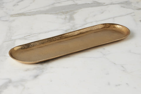 Modern Lipped Polished Metal Serving Tray