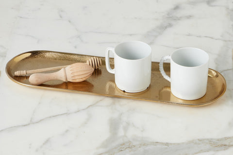 Modern Lipped Polished Metal Serving Tray