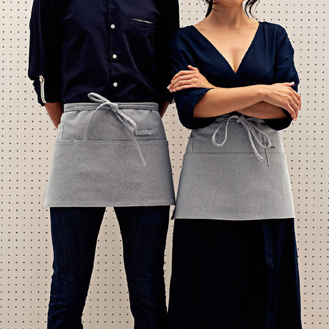 Waist Solid Apron with Patch Pockets