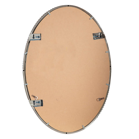 Contemporary Brushed Metal Oval Accent Wall Mirror for Bathroom