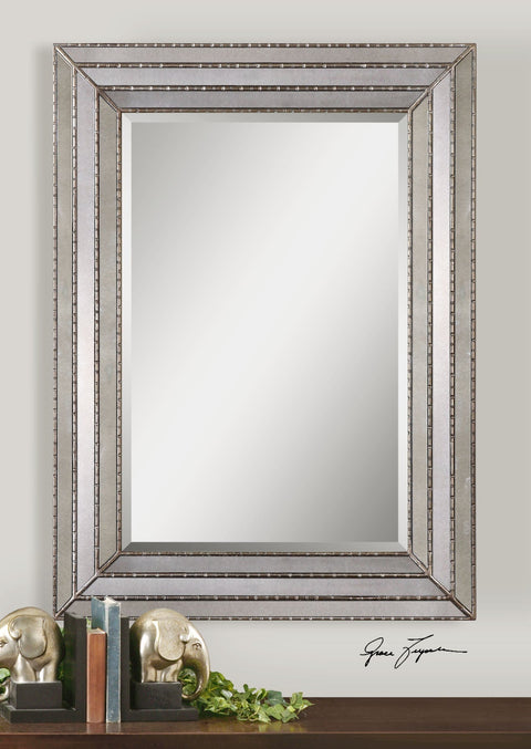 Traditional Antique Accent Rectangle Wall Mirror for Living Room