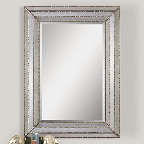 Traditional Antique Accent Rectangle Wall Mirror for Living Room