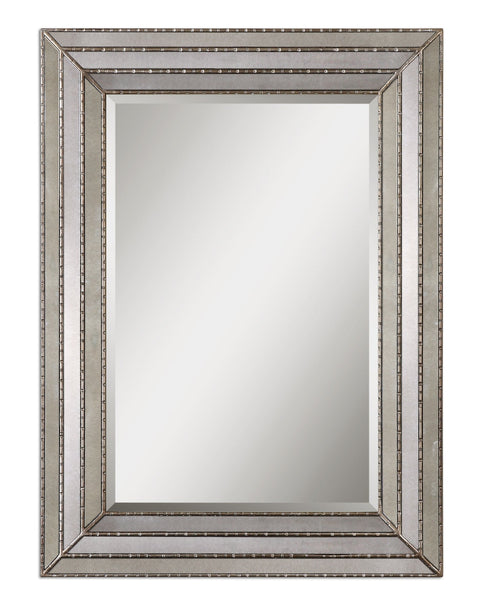 Traditional Antique Accent Rectangle Wall Mirror for Living Room
