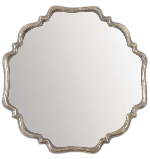 Contemporary Novelty Accent Mirror with Silver Leaf Finish