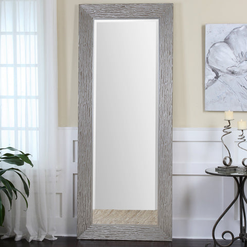 Contemporary Accent Rectangle Ridged Mirror for Living Room