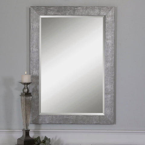 Contemporary Ridged Accent Mirror for Entryway Living Room