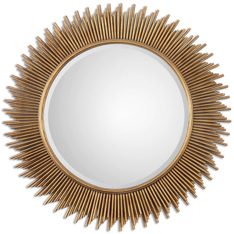 Art Deco Sunburst Accent Mirror for Entryway or Living Room