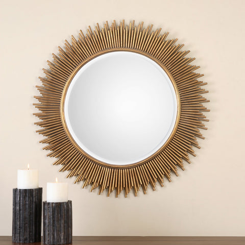 Art Deco Sunburst Accent Mirror for Entryway or Living Room