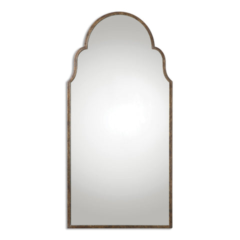 Traditional Arch Accent Mirror with Gold Leaf Finish for Entryway