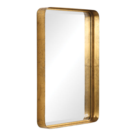 Contemporary Gold Leaf Accent Rectangle Wall Mirror