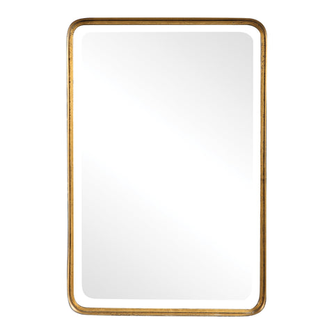 Contemporary Gold Leaf Accent Rectangle Wall Mirror