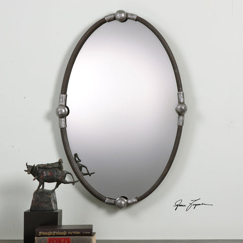 Contemporary Accent Oval Framed Wall Mirror for Entryway