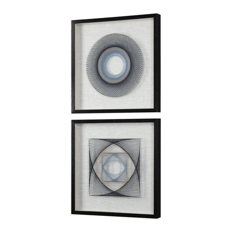 Uttermost String Duet Geometric Art Modern Square Wall Hanging - Set of 2