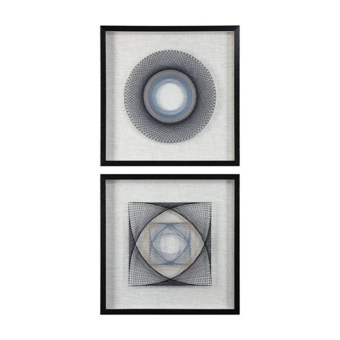 Uttermost String Duet Geometric Art Modern Square Wall Hanging - Set of 2