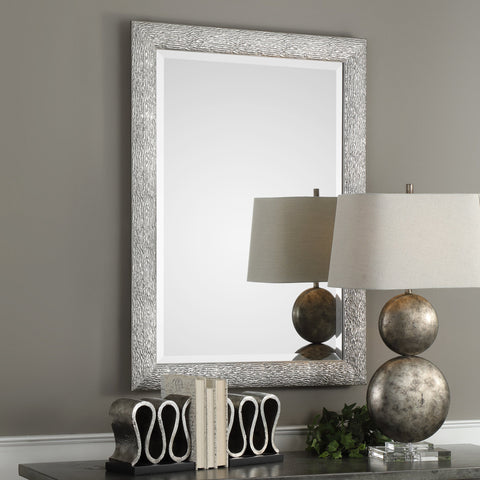 Contemporary Textured Glass Accent Mirror for Entryway