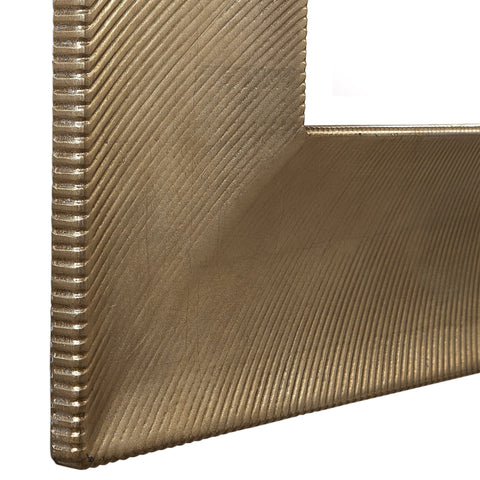 Contemporary Ridged Rectangle Accent Mirror for Living Room