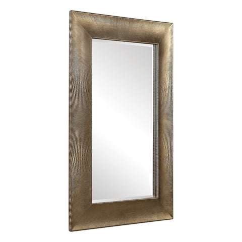 Contemporary Ridged Rectangle Accent Mirror for Living Room