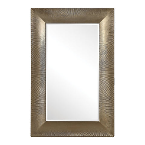 Contemporary Ridged Rectangle Accent Mirror for Living Room
