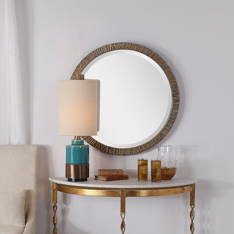 Contemporary Organic Accent Round Mirror for Entryway